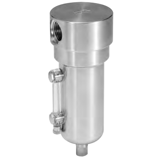 Wilkerson SF2 Series Miniature Particulate Filter, STAINLESS STEEL, Port Size 1/2; Flows to 70 SCFM